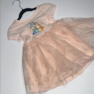 Kids Casual Dress with Cartoon Print - Pink